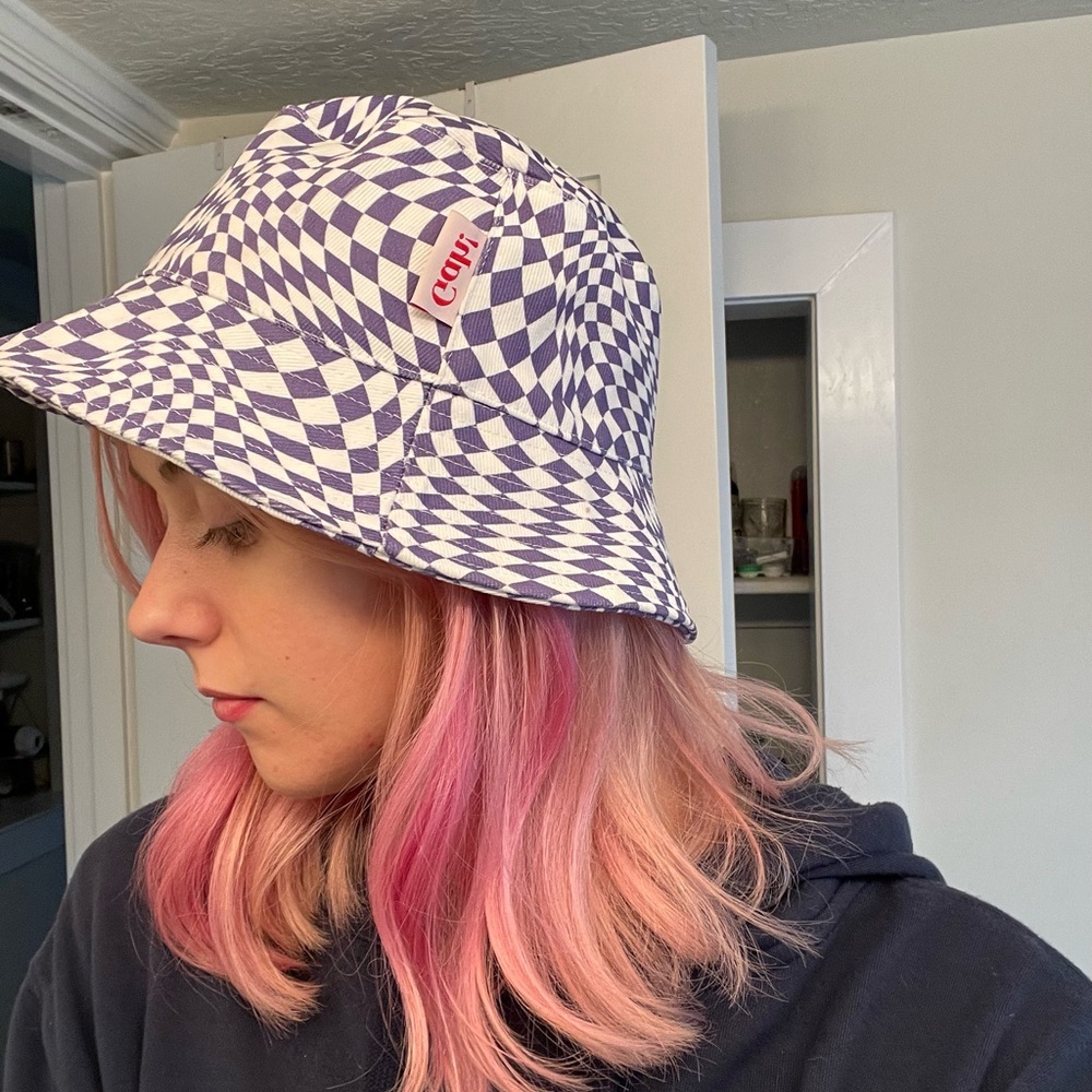 Lisa Says Gah, “Britt Bucket Hat”…warped checkered